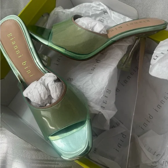 Gianni Bini Lime Green Transparent Heels - Picture 2 of 7